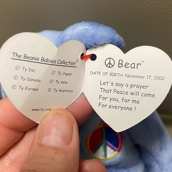 Ty Beanie Baby Peace Bear Blue - Picture 4 of 7